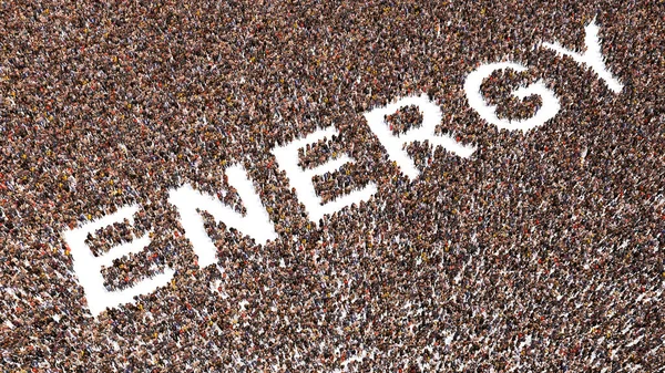 Concept Conceptual Large Community People Forming Energy Word Illustration Metaphor — Stockfoto