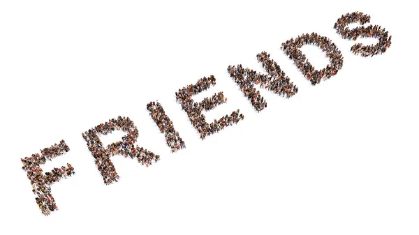 Concept Conceptual Large Community People Forming Word Friends Illustration Metaphor — Photo
