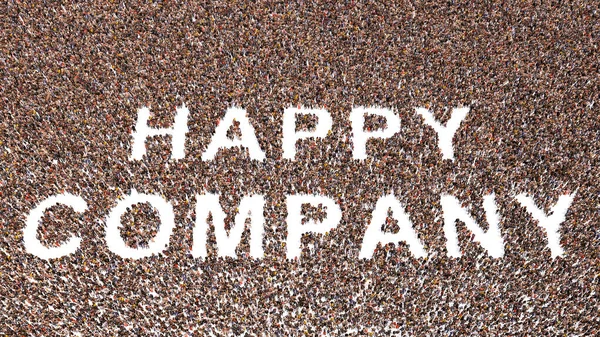Konzeptionelle Gemeinschaft Von Menschen Die Die Botschaft Von Happy Company — Stockfoto