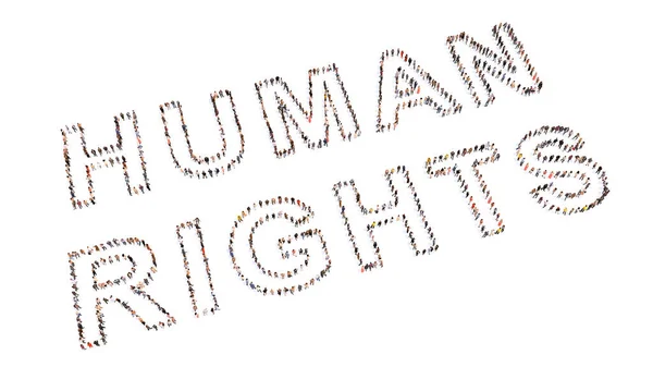 Koncepcja Lub Konceptualna Duża Społeczność Ludzi Tworzących Przesłanie Prawa Człowieka — Zdjęcie stockowe