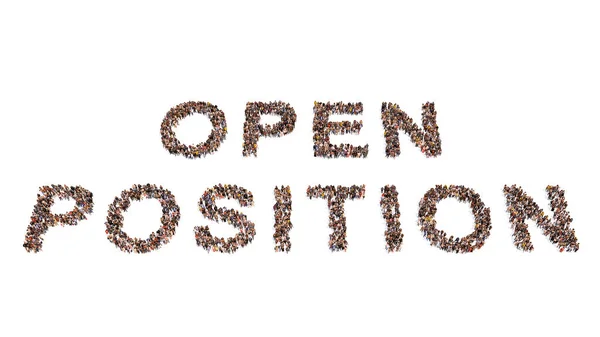 Conceptual Large Community People Forming Open Position Message Illustration Metaphor — Fotografia de Stock
