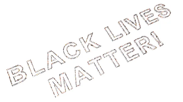 概念庞大的群体 形成了Black Lives重要的讯息 3D说明反种族主义运动的隐喻 以制止歧视并给予黑人平等权利 — 图库照片