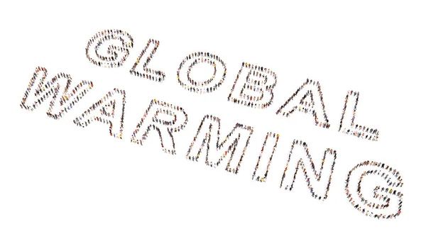 Conceito Grande Comunidade Conceitual Pessoas Formando Global Warming Messag Ilustração — Fotografia de Stock