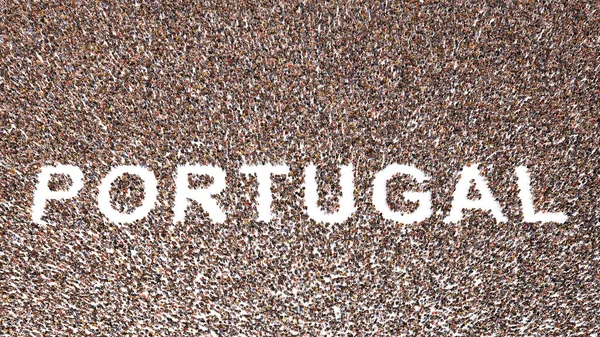 Koncepció Vagy Koncepcionális Nagy Közösség Emberek Alkotó Szó Portugal Illusztráció — Stock Fotó