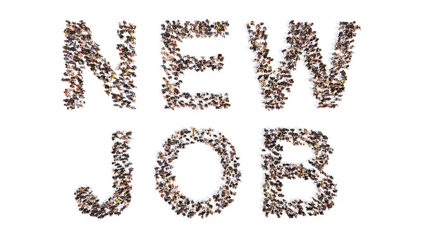 Conceptual Large Community People Forming New Job Message Illustration Metaphor — стоковое фото