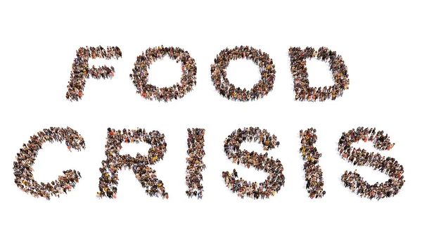 Conceito Grande Comunidade Conceitual Pessoas Que Formam Mensagem Food Crisis — Fotografia de Stock