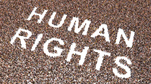 Concepto Gran Comunidad Conceptual Personas Que Forman Mensaje Derechos Humanos —  Fotos de Stock