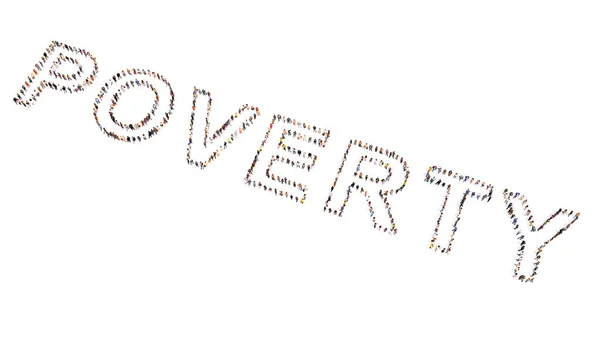 Begreppet Eller Begreppsmässig Stor Gemenskap Människor Som Bildar Ordet Poverty — Stockfoto
