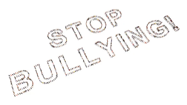 Koncepció Vagy Koncepcionális Nagy Közösség Emberek Alkotó Stop Bullying Üzenet — Stock Fotó