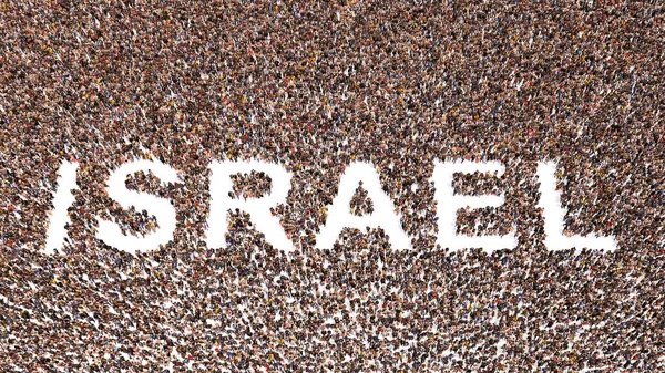 Concept Conceptuele Grote Gemeenschap Van Mensen Die Het Woord Israel — Stockfoto