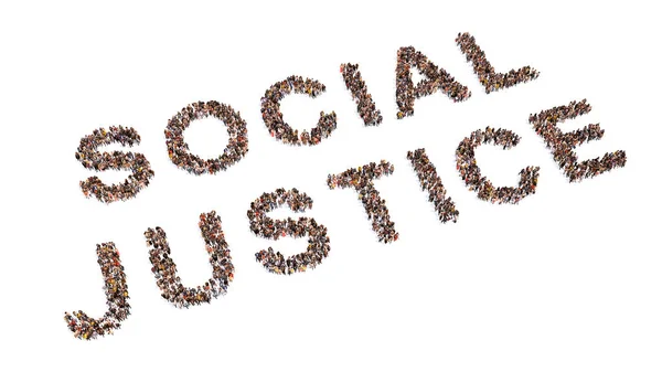 Conceito Grande Comunidade Conceitual Pessoas Que Formam Mensagem Justiça Social — Fotografia de Stock