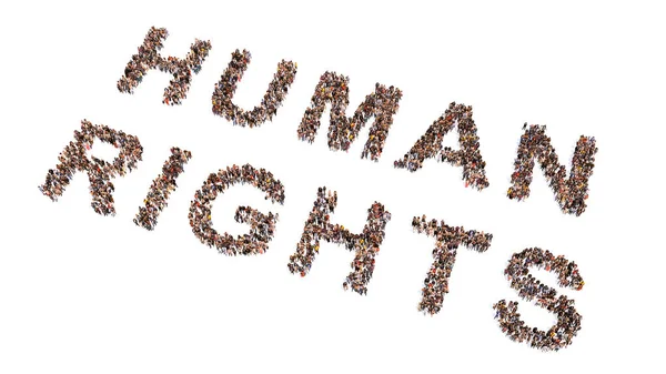 Concept Conceptual Large Community People Forming Human Rights Message Illustration — Stock Photo, Image