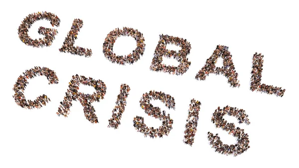 Concept Conceptual Large Community People Forming Global Crisis Message Illustration — Zdjęcie stockowe