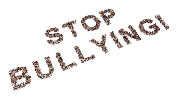 Koncepció Vagy Koncepcionális Nagy Közösség Emberek Alkotó Stop Bullying Üzenet — Stock Fotó