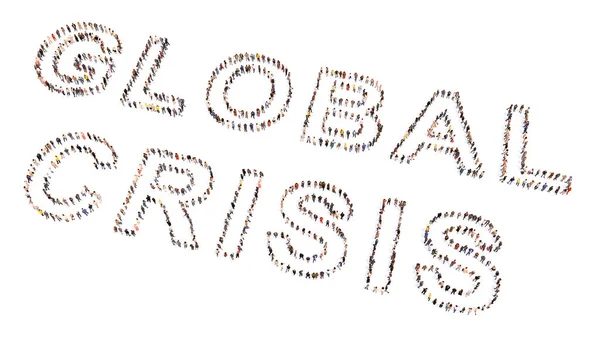 Concept Conceptual Large Community People Forming Global Crisis Message Illustration — Foto Stock
