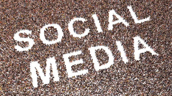 Sosyal Media Kelime Oluşturan Kavramsal Geniş Topluluk Boyutlu Iletişim Bağlantı — Stok fotoğraf