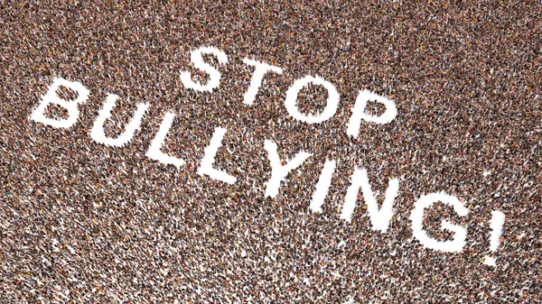 Concetto Concettuale Grande Comunità Persone Che Formano Stop Bullying Messaggio — Foto Stock