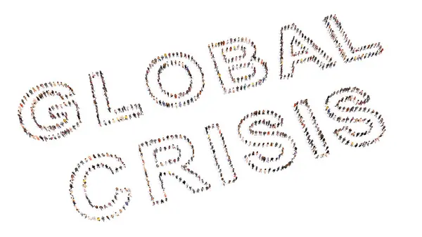 Concept Conceptual Large Community People Forming Global Crisis Message Illustration — Stock Photo, Image