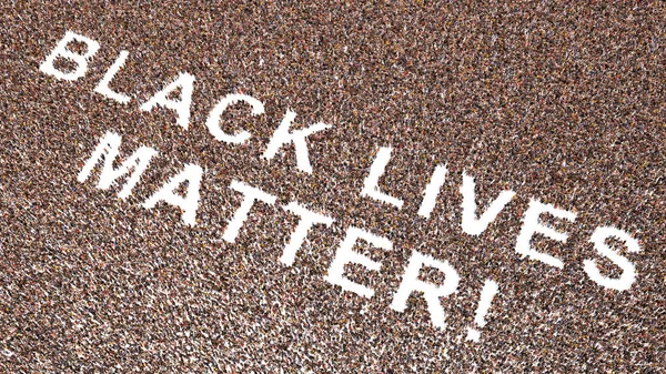 Konzeptionelle Große Gemeinschaft Von Menschen Die Black Lives Matter Botschaft — Stockfoto