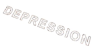 Depresyon sözcüğünü oluşturan kavramsal ve kavramsal geniş bir topluluk. Ekonomik ve kriz, iş, işsizlik, enflasyon, iflas, borç ve evsizlik için 3d ilüzyon metaforu