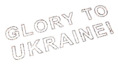 UKRAINE 'a GLORY oluşturan insanların kavramsal ya da kavramsal topluluğu! Mesaj var. Vatanseverlik, kararlılık, motivasyon, cesaret, mücadele, ruh, dayanıklılık ve güç için üç boyutlu metafor