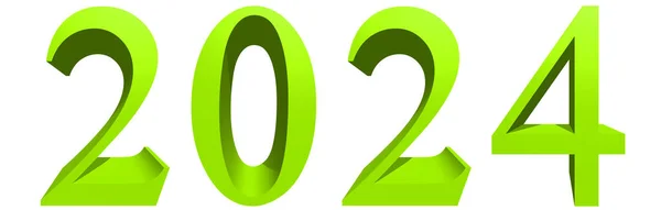 Conceito Conceitual 2024 Ano Feito Fonte Verde Isolada Fundo Branco — Fotografia de Stock