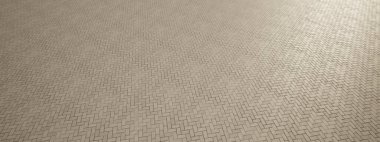 Herringbone asfalt döşeme zemininin kavramsal ve kavramsal katı bej arkaplanı modern model düzeni olarak gösterilir. İnşaat, mimari, kentsel ve iç tasarım için üç boyutlu bir örnekleme metaforu 