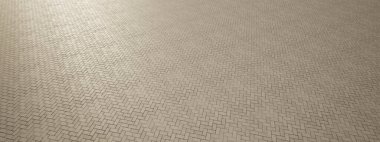 Herringbone asfalt döşeme zemininin kavramsal ve kavramsal katı bej arkaplanı modern model düzeni olarak gösterilir. İnşaat, mimari, kentsel ve iç tasarım için üç boyutlu bir örnekleme metaforu 