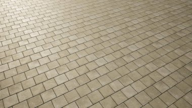 Kare asfalt dokusu zemininin kavramsal ve kavramsal katı bej arkaplanı modern bir şablon düzeni olarak gösterilir. İnşaat, mimari, kentsel ve iç tasarım için üç boyutlu bir örnekleme metaforu 