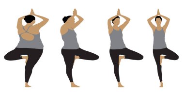 Kavramsal şişman şişman şişman kadın zayıf kadına karşı kilo verdikten sonra sağlıklı vücuda uyuyor ya da beyaz arka planda diyet yapıyor. Bir fitness, beslenme veya obezite, sağlık şekli çizim vektörü siluet olarak