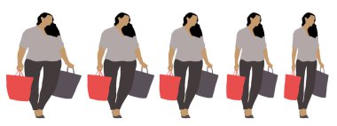 Kavramsal şişman şişman şişman kadın zayıf kadına karşı kilo verdikten sonra sağlıklı vücuda uyuyor ya da beyaz arka planda diyet yapıyor. Bir fitness, beslenme veya obezite, sağlık şekli çizim vektörü siluet olarak
