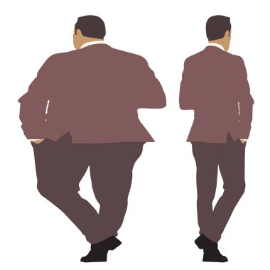 Kavramsal şişman obez adama karşı zayıf kilo verdikten sonra sağlıklı vücut, beyaz arka plan. Bir sağlık, beslenme ya da obezite, sağlık hizmeti şekil çizim vektörü siluet olarak