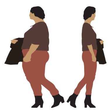 Kavramsal şişman şişman şişman kadın zayıf kadına karşı kilo verdikten sonra sağlıklı vücuda uyuyor ya da beyaz arka planda diyet. Bir fitness, beslenme veya obezite, sağlık şekli çizim vektörü siluet olarak