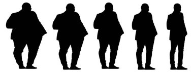 Kavramsal şişman obez adama karşı zayıf kilo verdikten sonra sağlıklı vücut, diyet, beyaz arka plan pankartı. Bir sağlık, beslenme ya da obezite, sağlık hizmeti şekil çizim vektörü siluet olarak