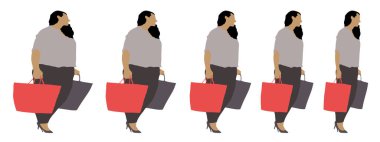 Kavramsal şişman şişman şişman kadın zayıf kadına karşı kilo verdikten sonra sağlıklı vücuda uyuyor ya da beyaz arka planda diyet yapıyor. Bir fitness, beslenme veya obezite, sağlık şekli çizim vektörü siluet olarak