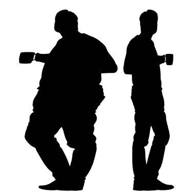 Kavramsal şişman obez adama karşı zayıf kilo verdikten sonra sağlıklı vücut, beyaz arka plan. Bir sağlık, beslenme ya da obezite, sağlık hizmeti şekil çizim vektörü siluet olarak