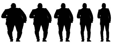 Kavramsal şişman obez adama karşı zayıf kilo verdikten sonra sağlıklı vücut, diyet, beyaz arka plan pankartı. Bir sağlık, beslenme ya da obezite, sağlık hizmeti şekil çizim vektörü siluet olarak