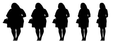Kavramsal şişman şişman şişman kadın zayıf kadına karşı kilo verdikten sonra sağlıklı vücuda uyuyor ya da beyaz arka planda diyet yapıyor. Bir fitness, beslenme veya obezite, sağlık şekli çizim vektörü siluet olarak