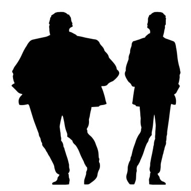 Kavramsal şişman obez adama karşı zayıf kilo verdikten sonra sağlıklı vücut, beyaz arka plan. Bir sağlık, beslenme ya da obezite, sağlık hizmeti şekil çizim vektörü siluet olarak