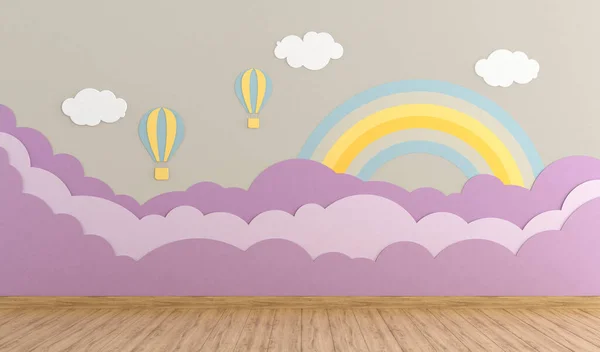 Lege Speelkamer Met Decoratie Achtergrond Muur Pastel Kleuren Rendering — Stockfoto