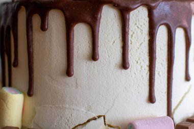 Lezzetli bir çikolatalı kekin yakın çekimi.