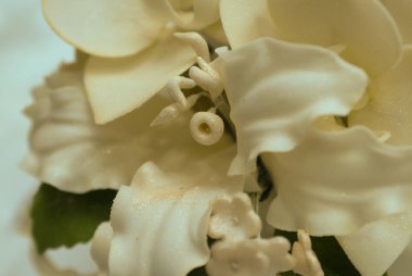 Beyaz düğün ve beyaz ve kahverengi çiçekli doğum günü pastası