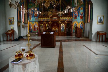 13 Temmuz 2019 - Belgrad, Sırbistan. Belgrad 'daki Aziz Trifun Ortodoks Hıristiyan Kilisesi, Mali Mokri Lug Mahallesi
