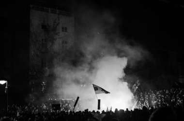 15 Mart 2025 - Belgrad, Sırbistan. Yozlaşmış sistemin tüm insanları ve kurbanları için adalet isteyen öğrenciler tarafından tarihteki en büyük toplantı.. 