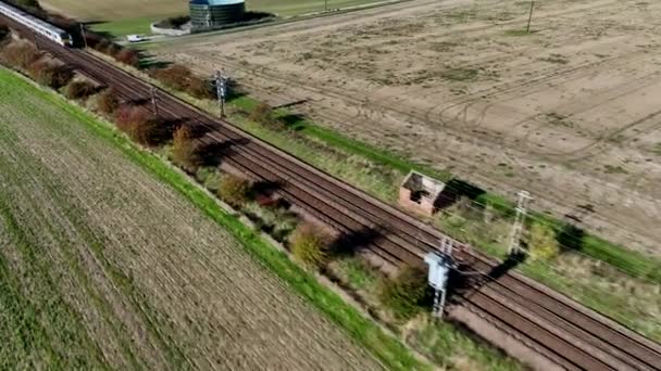 Commuter Train Speeding Countryside — Stock Video