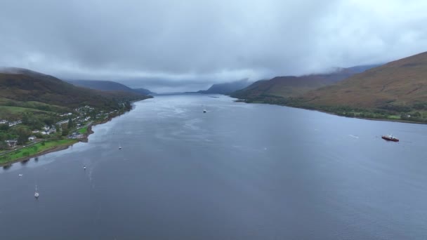 Loch Linnhe Fort William Scotland Aerial View Mellett — Stock videók