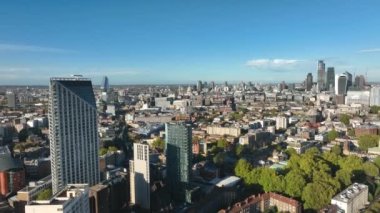 Londra İngiltere Skyline Yavaş Statik Dönen Havadan Görünümü