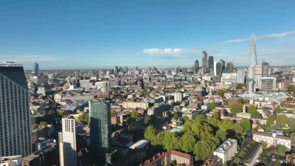 London Skyline Långsam Statisk Roterande Antenn Visa — Stockvideo
