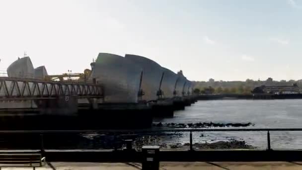 London Thames Barrier Protection High Tides Flood Water — Stock Video