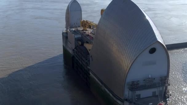 Barrera Del Támesis Londres Una Protección Contra Las Mareas Altas — Vídeo de stock